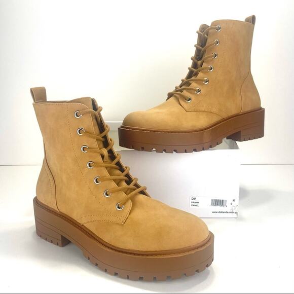 DV Dolce Vita Primm Women Tan Combat Boot Size 9 Platform Lug Sole Bootie New - Picture 14 of 15